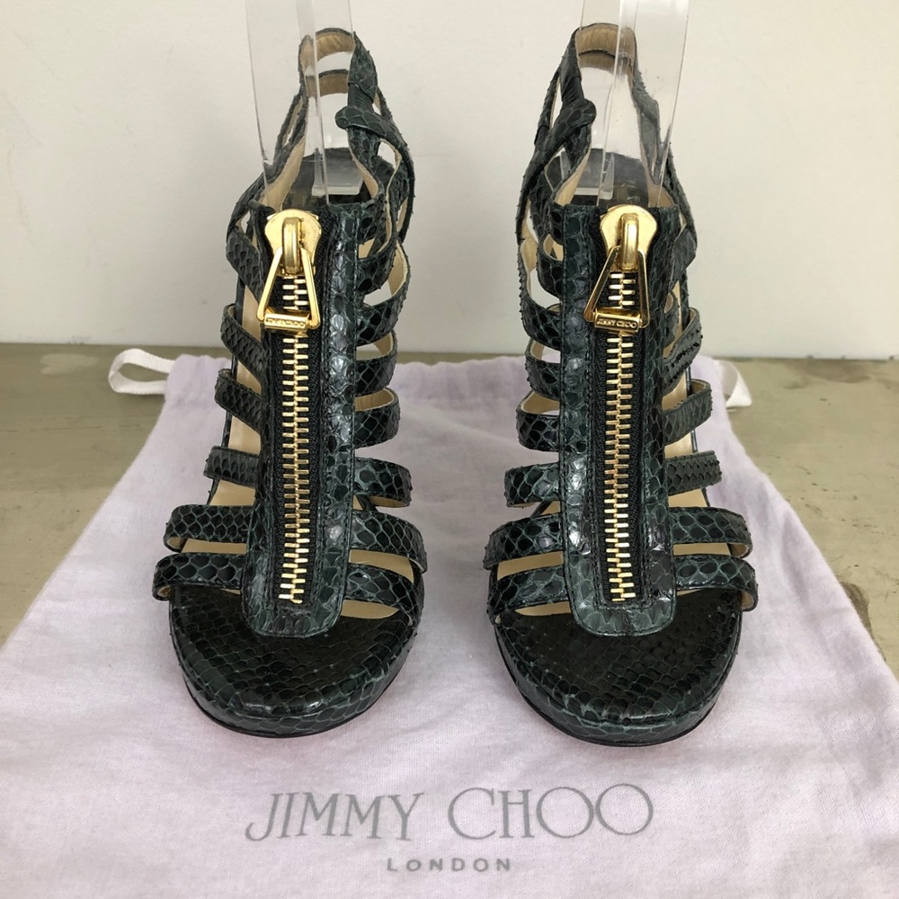 Jimmy Choo Glenys Elaphe Snakeskin Sandal Gladiator Platform Heels View 3